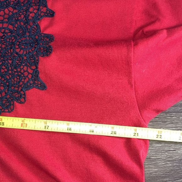 Vintage Womens Large Jerzees Hand Embroidered Red & Black T Shirt - Picture 5 of 7